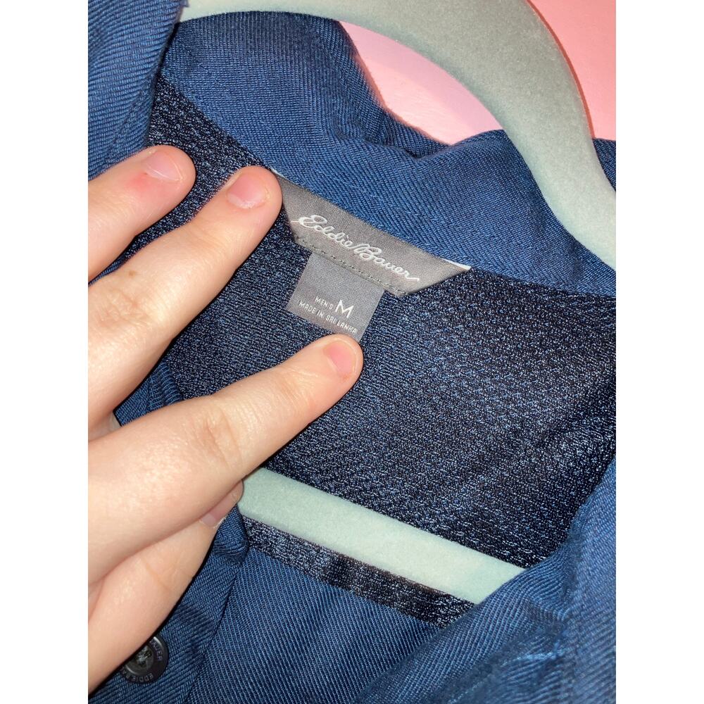 Eddie Bauer Blue Button Front Long Sleeve Top Size Medium Mens - Picture 3 of 5